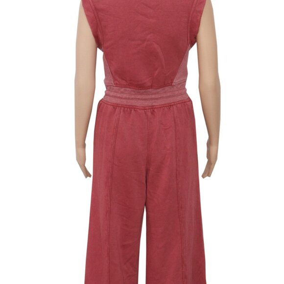 Free People FP Movement Making It Jumpsuit Sleeveless Hoodie Red S - Picture 8 of 9